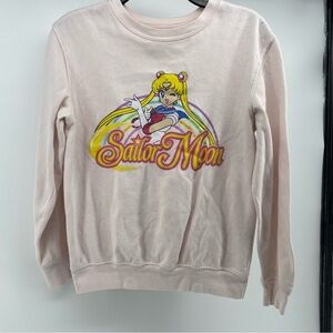 Sailor Moon Women’s Rainbow Anime Pink Graphic Crew Neck Sweatshirt- Size M